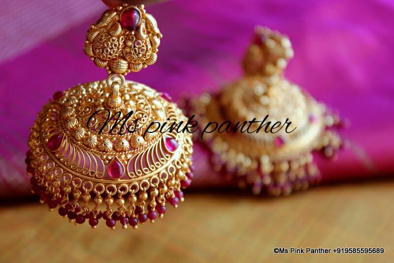 Temple Jhumka by MS Pink Panther Jewellery